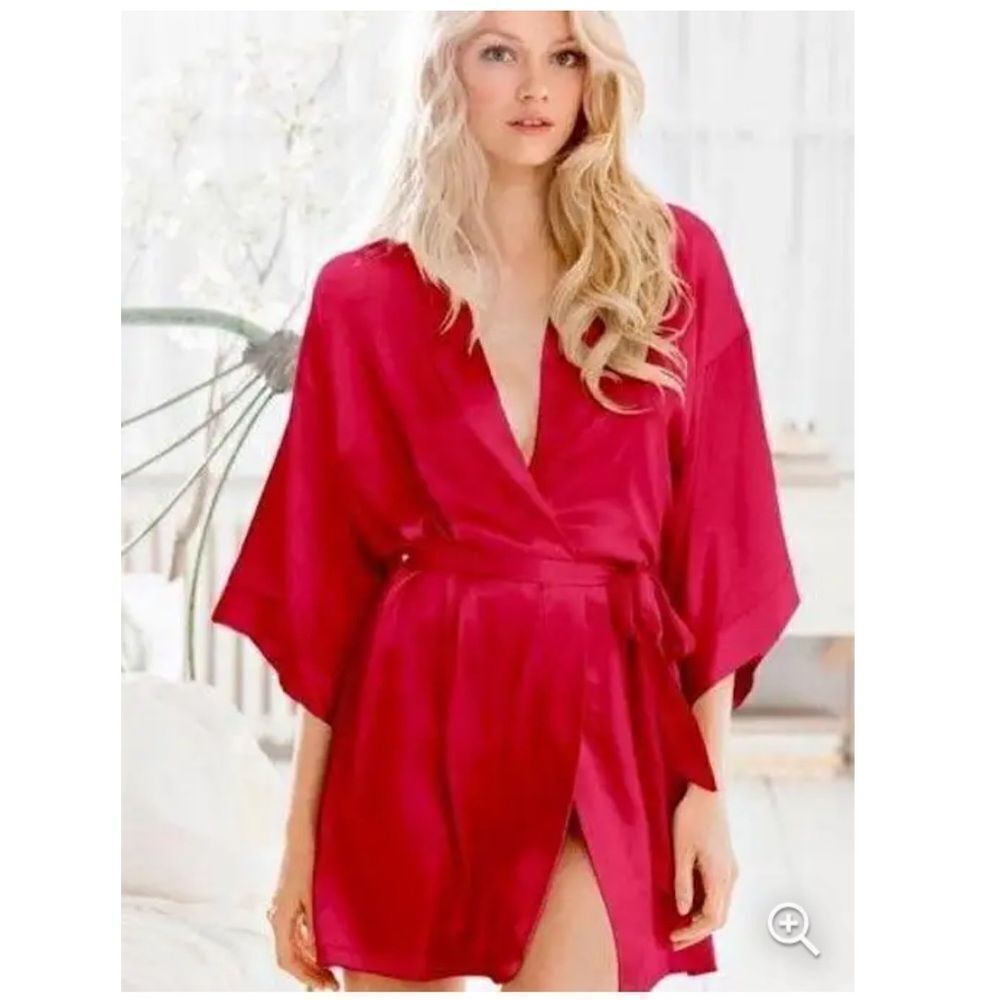 Victoria's Secret Victoria Secret Red Satin Kimino Robe Vs Lingerie